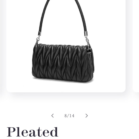 Tiffany & Fred PARIS leather sheepskin pleated shoulder bag crystal rhinestone - Picture 4 of 14